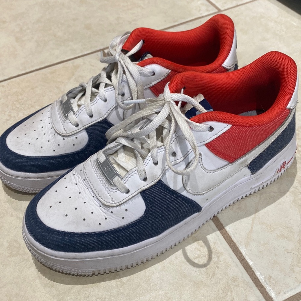 Nike Air Force 1 red, white & blue kids 6.5